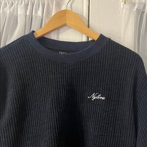 NYLORA Men's Dark Blue Ribbed Crewneck Sweater Size Small/Medium